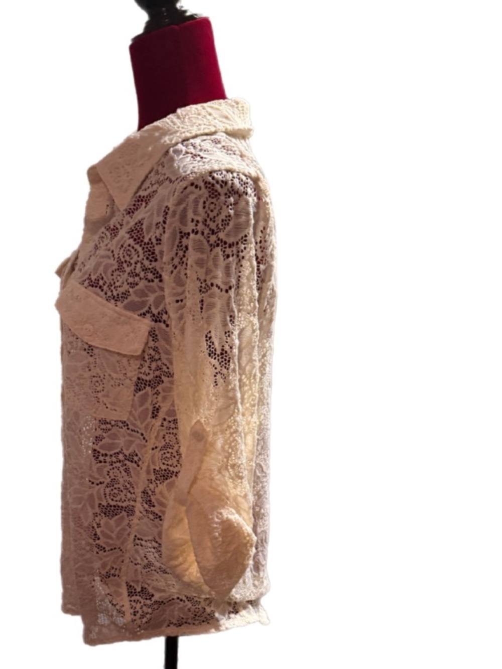 American Rag Cream Lace Button-Down Shirt - Picture 3 of 5